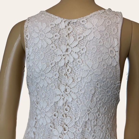 Ginger G A-Line Dress Medium M Cream Full Lace Lined Knee Length Stretch - Picture 5 of 16